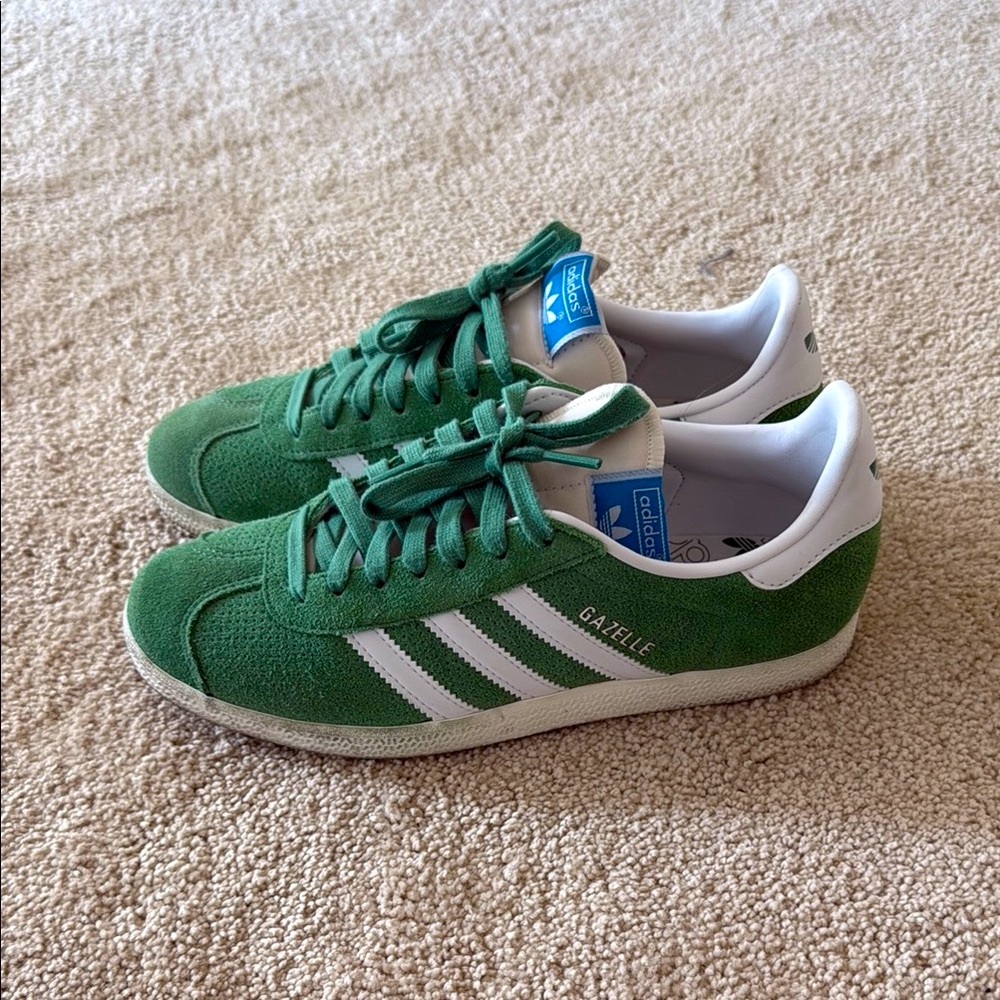 Adidas Gazelle Suede Sneakers in Green and White